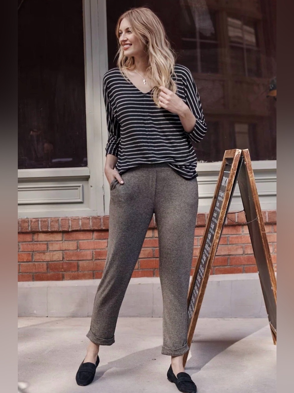 NWT $99 J.Jill Wearever Collection Cuffed Jogger Pants Pumice Medium Slim Leg